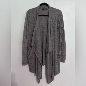 Barefoot Dreams CozyChic Lite Heathered Gray Open Front Cardigan Size S/M